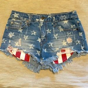 American flag jean shorts